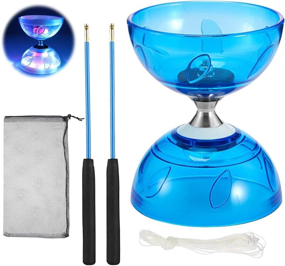 Diabolo Vrijloper - Jojo met kogellagers - Circusvaardigheden Oefenen - Led verlichting - 15 x 13 cm - Meerdere kleuren