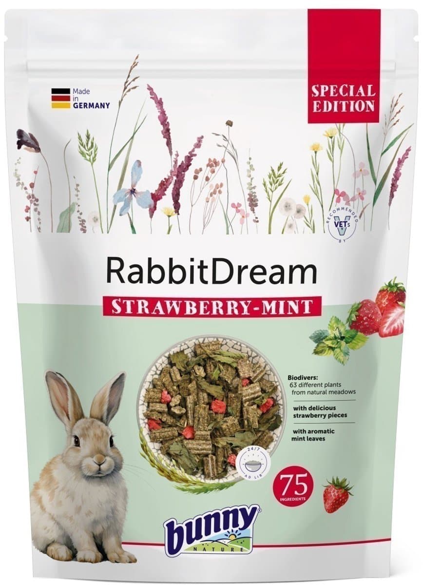 Konijnenvoer Bunny Nature - Aardbei Munt - Vezelrijk, 1.5kg