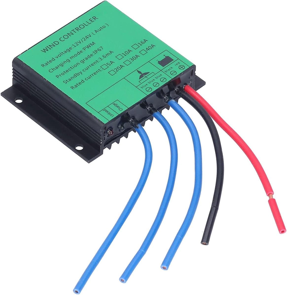 Windcontroller - Laadregelaar Accu - Batterij Opladen - Automatische Herkenning - IP67 - Grijs