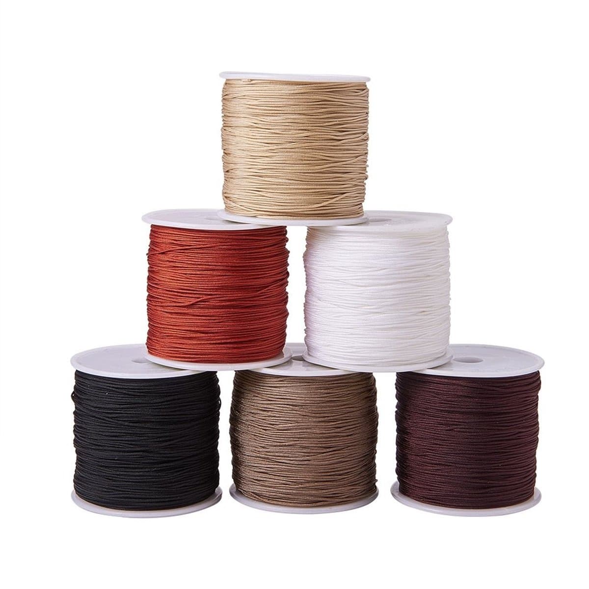 Omgoods - Nylon Koord 0,8 mm - 6 Kleuren - 91 m/Rol - Sieradenkoord - Macramégaren - Gevlochten Armband - Doe-het-zelf Handwerk