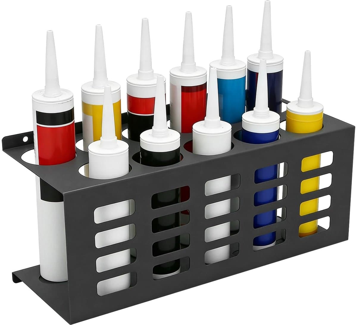 cartridgehouder, siliconen cartridgehouder, wandhouder, metaal, reageerbuishouder, cartridgehouder, 11 sleuven voor huis, garage en winkel