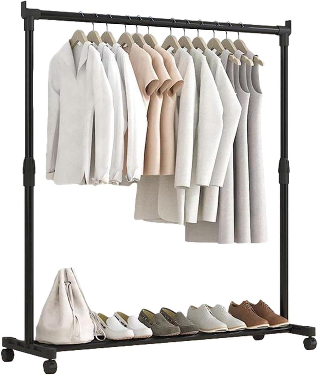 Telescopisch kledingrek - Verstelbare organizer - Kleding opbergen - Ruimtebesparend ontwerp - 75-130cm hoog - Zwart