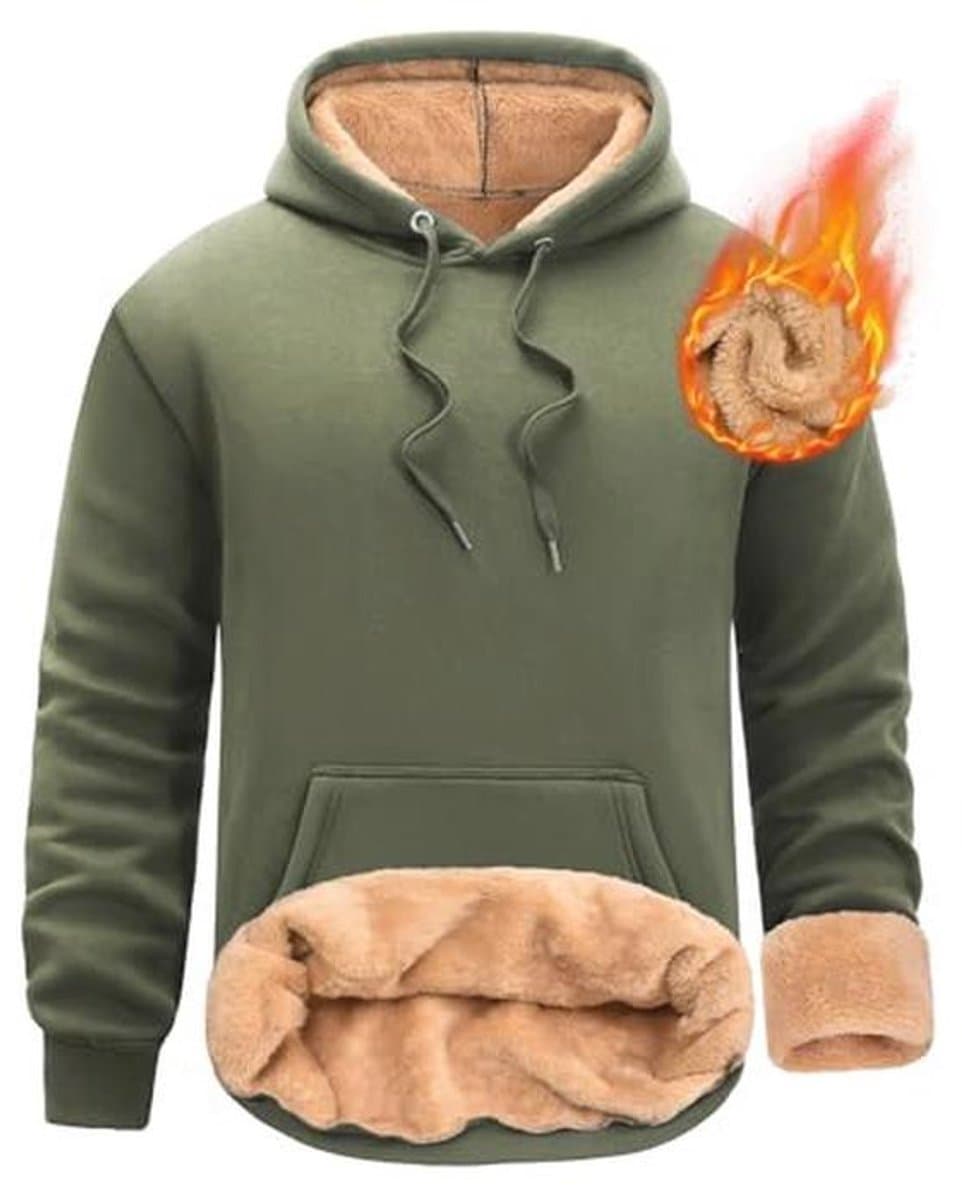 Heren Hoodie Sweatshirt Fleece met Lange Mouwen en Zakken voor Sport en Fitness