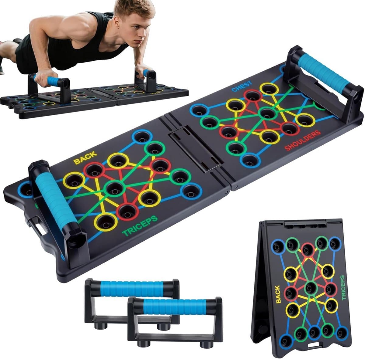 Multifunctionele Trainingsbank voor Push-ups - 24-in-1 Opvouwbaar Fitness Apparaat voor Krachttraining Thuis