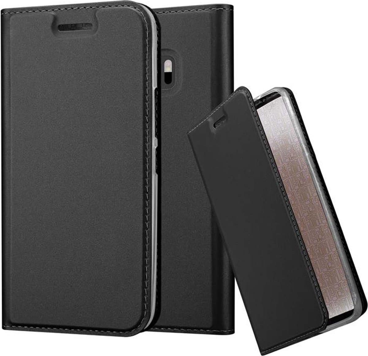 Cadorabo Hoesje geschikt voor HTC ONE M10 in CLASSY ZWART - Beschermhoes met magnetische sluiting, standfunctie en kaartvakje Book Case Cover Etui