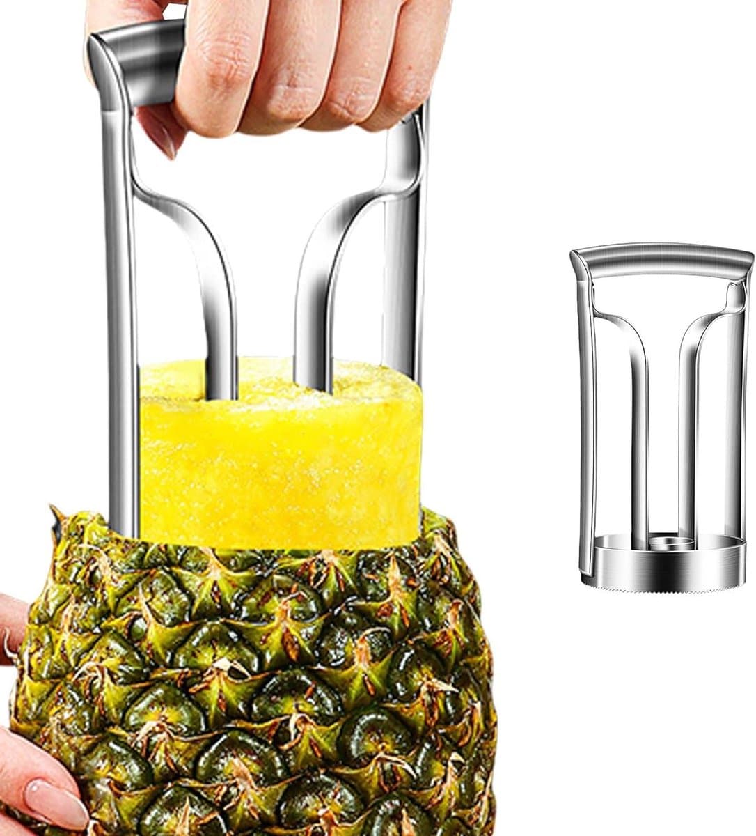 Ananas Ontkerner - Fruitsnijder Keuken - Fruit Voorbereiden - Roestvrij Staal - Groot - Zilver