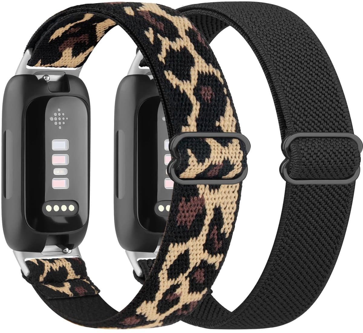 Allecto - Armband voor Fitbit Inspire 3 - Sporty elastisch nylon - 2 stuks - Zacht en comfortabel - Geschikt voor dames en heren - Reservearmband