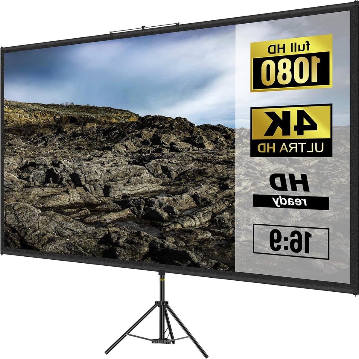 Projectiescherm met Statief - Mobiel Beeldscherm - Thuisbioscoop Creëren - Kreukvrij 4K HD - 110 Inch 16:9 - Wit