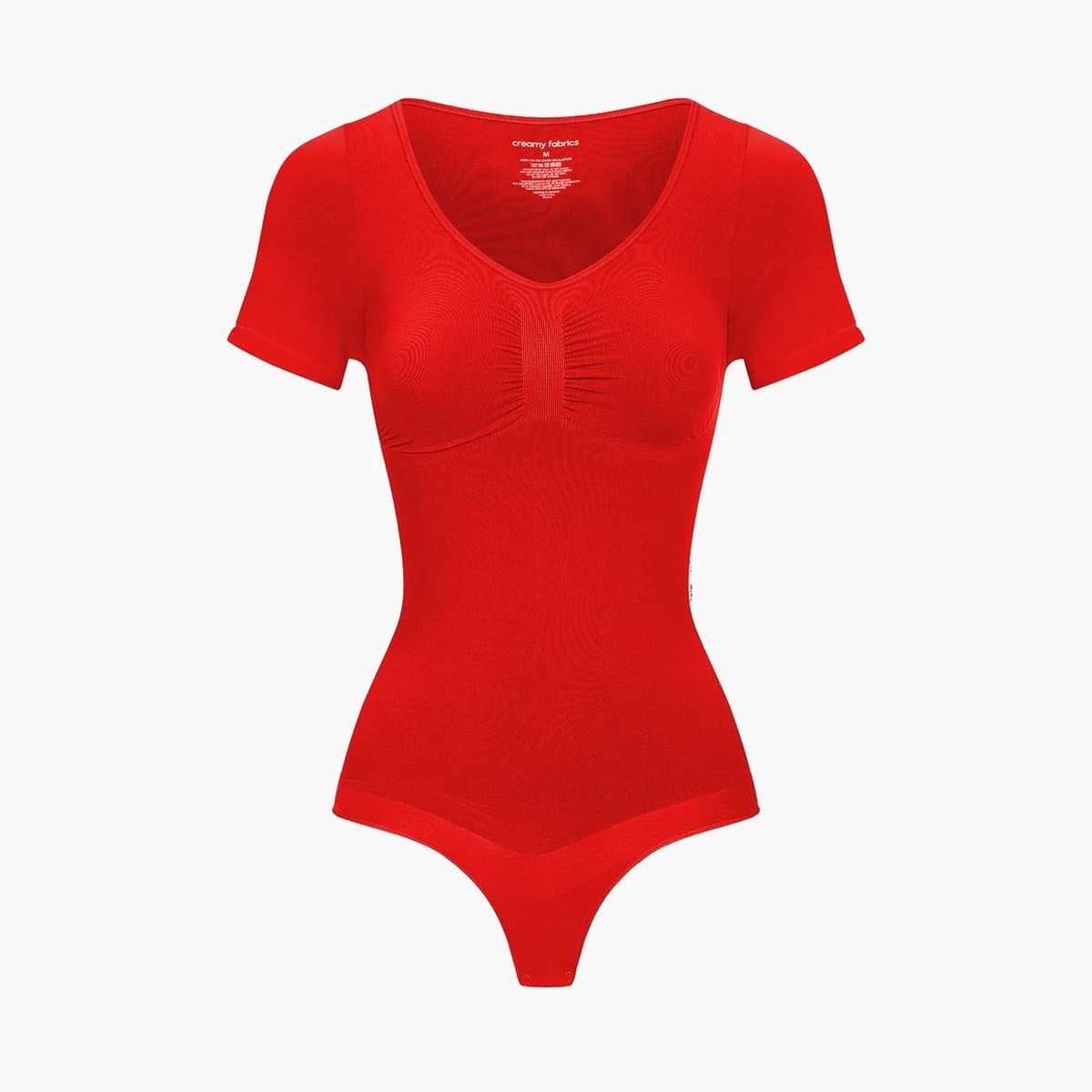 cfab - T-shirt bodysuit met corrigerende werking en koordjes - Vuurrood - Maat 5XL - Corrigerende Body - Naadlos - corrigerend ondergoed dames