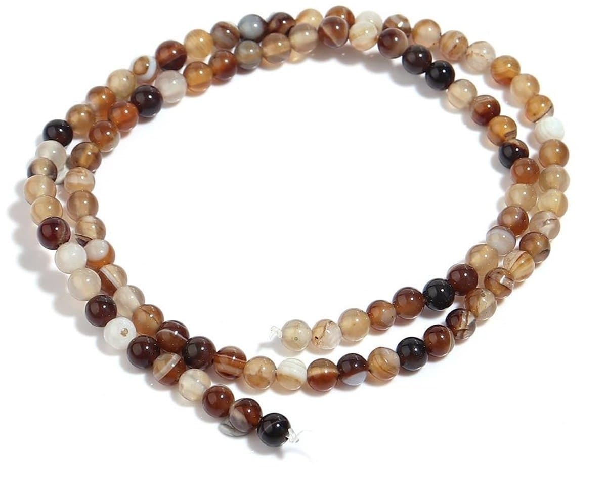Dailygoods- Steenkralen 90 Stuks - Natuurlijke Agaatkralen - Ronde Losse Kralen - Voor Sieraden Knutselen - Diameter 4-16 mm - Do It Yourself