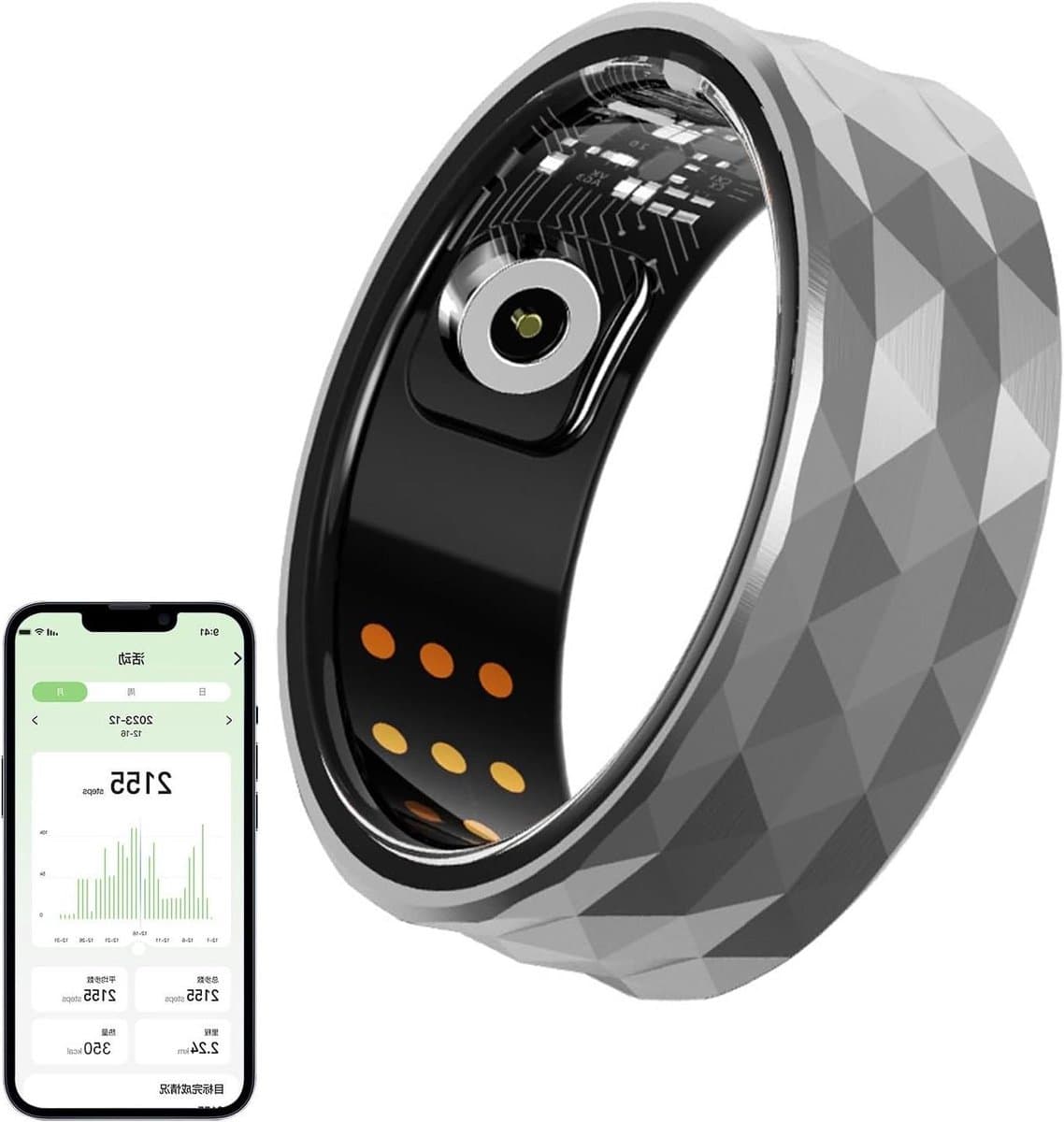 Slimme Gezondheidsring - Fitness Tracker - Gezondheid Monitoren - Hartslag Bloedzuurstof - 22# - Zilver