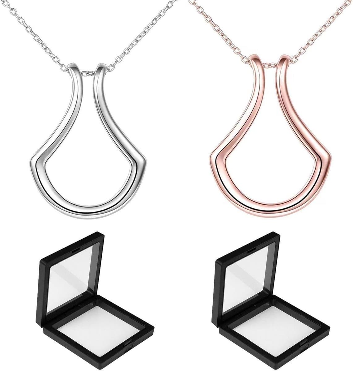 Ringstand 2-delig - Eenvoudige metalen ketting - Modieuze sieraden voor vrouwen - Creatieve ketting met hanger - ShopVlot