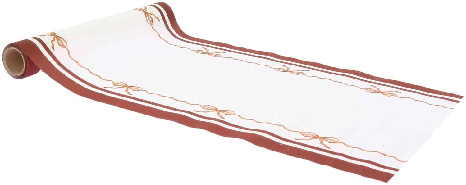 ARTYFETES - Tafelloper Mooie Strikken van stof crème auburn en gebrande aarde 28 cm x 3 m