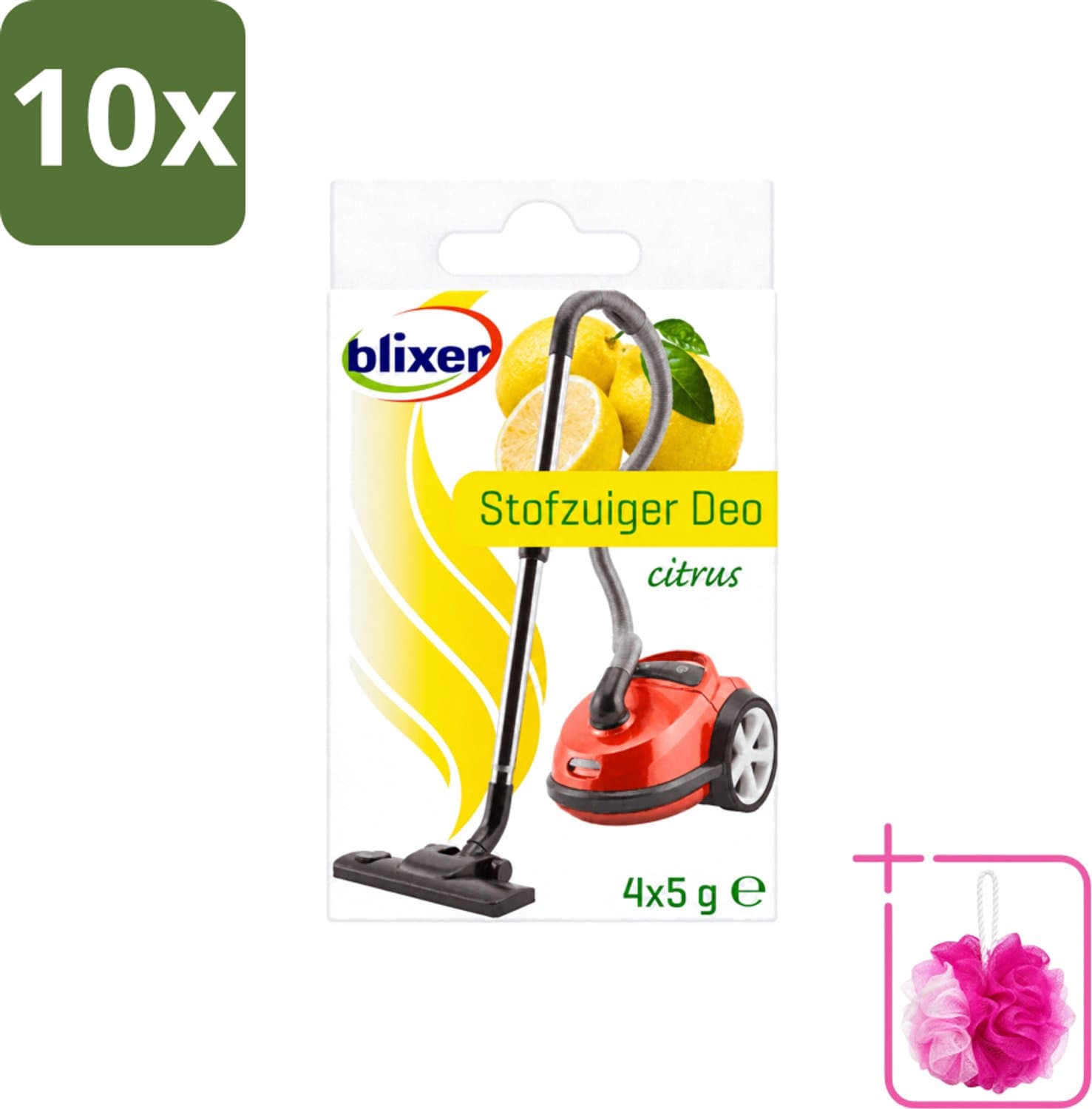 10 x Blixer - Beckmann - Stofzuiger Deodorant - Citrus - 4 Geurverspreiders - Bulkverpakking - Stofzuiger geur - Douchemop - Citrusgeur
