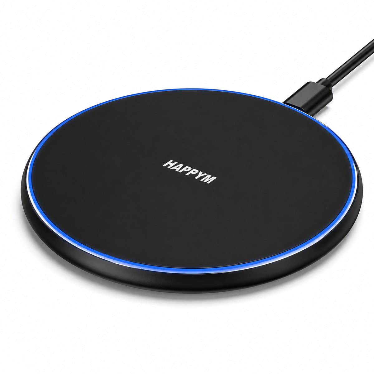 Happym Draadloze Oplader 15W - Qi Charging Pad - USB-C - Zwart