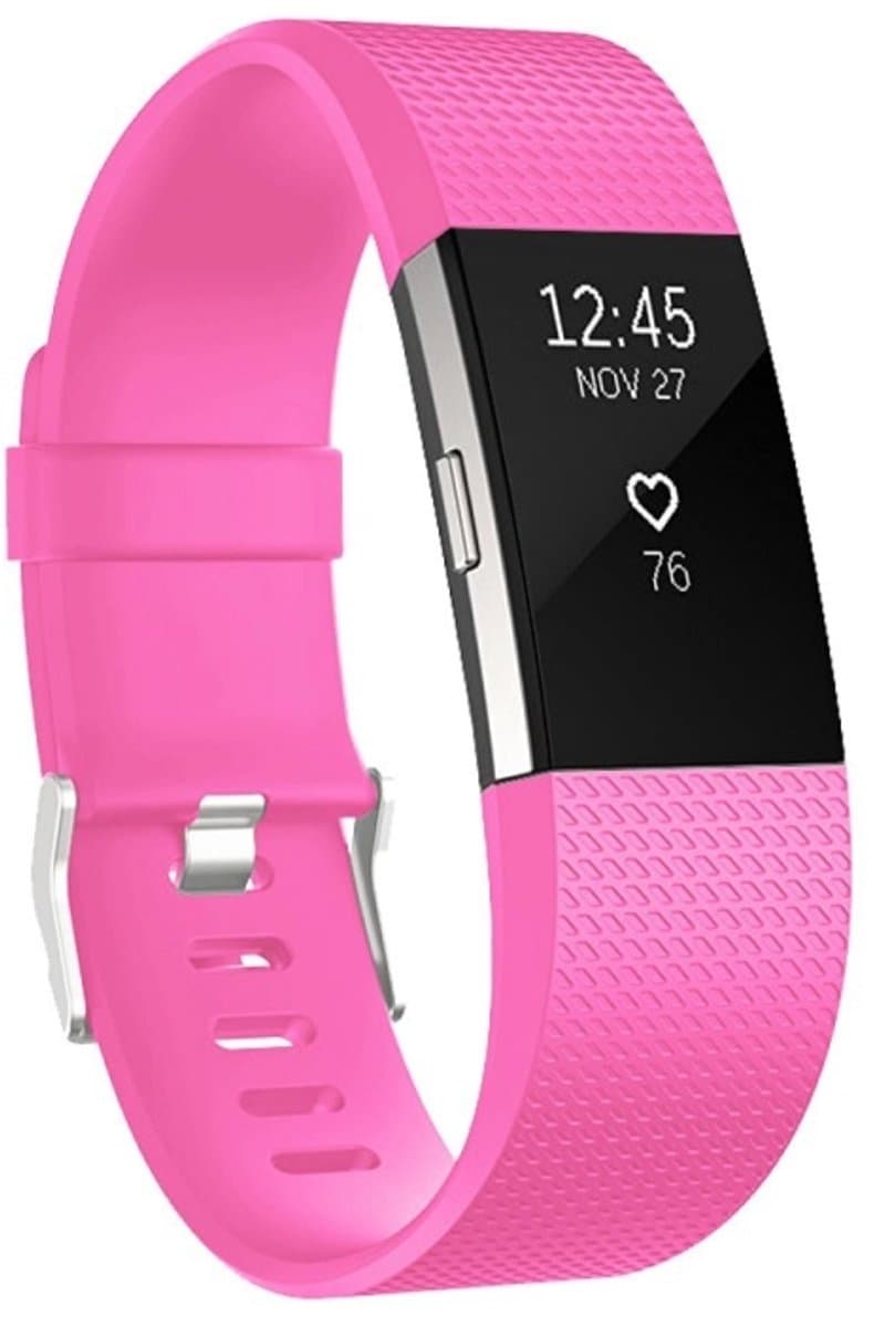 Verstelbare sportpolsband met vierkant patroon voor FITBIT Charge 2, maat: S, 10,5 x 8,5 cm (rozerood)