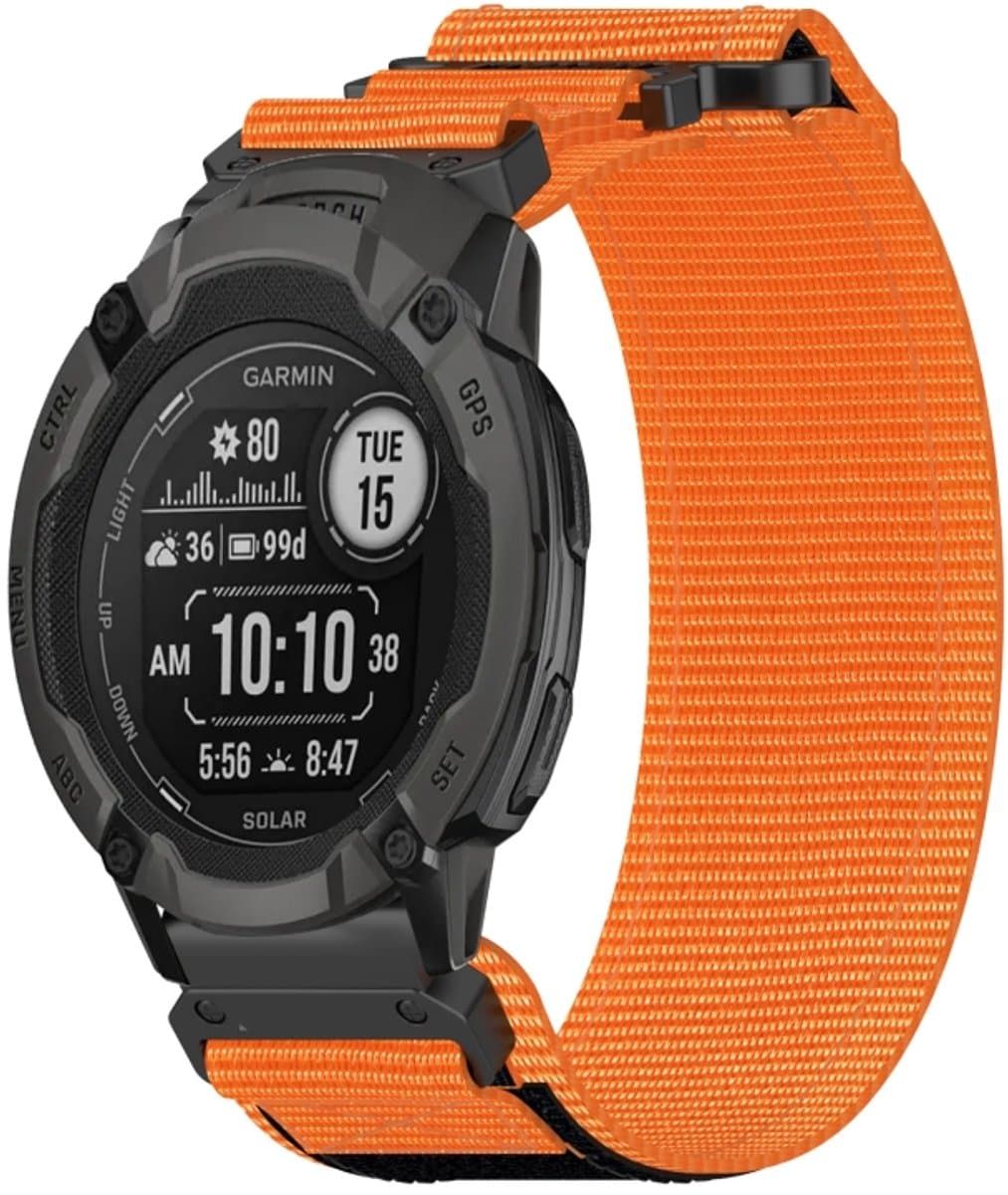 Voor Garmin Instinct 2 22 mm nylon klittenbandsluiting horlogeband (oranje)