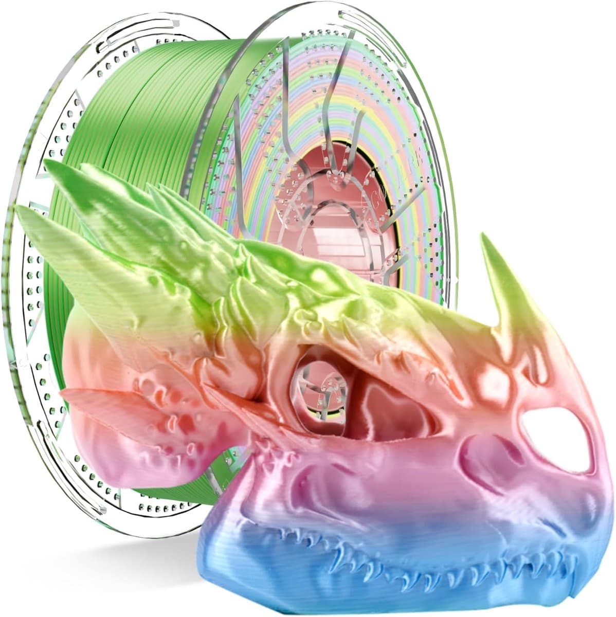 Silk PLA Regenboog Filament, PLA Filament 1,75 mm Meerkeurig voor 3D-Printer, Zijdeglans, Regenboog Nr. 1, 1 kg