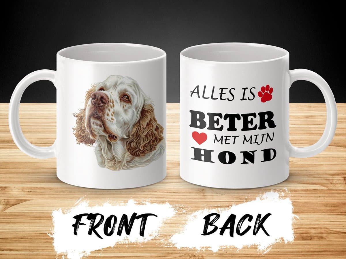 Mok Clumber Spaniel Alles is beter met mijn hond - dog - doglover