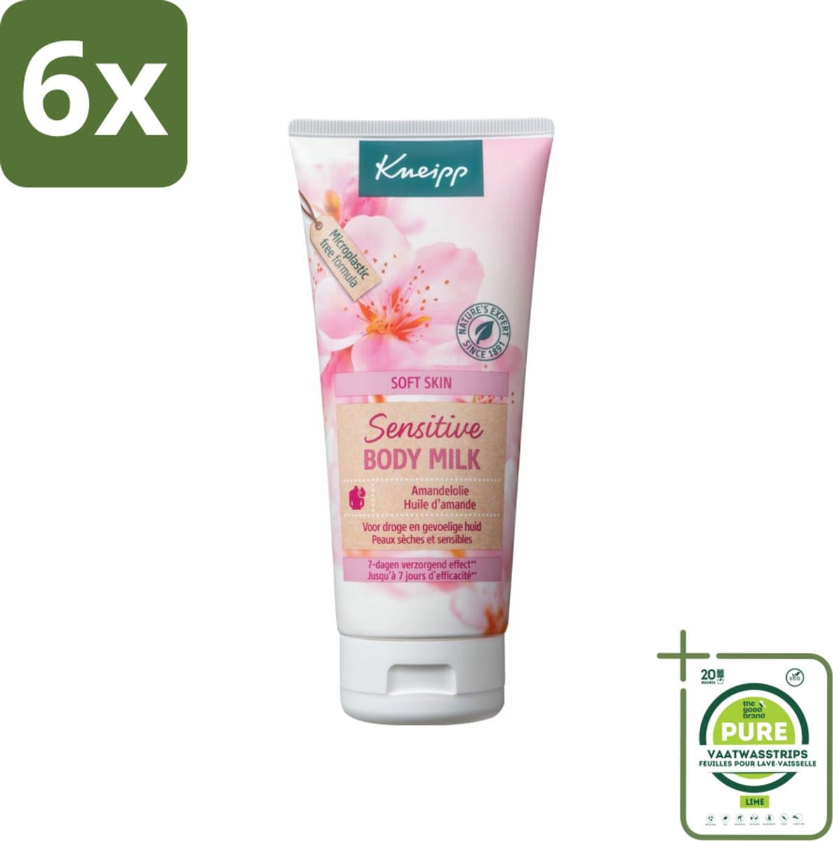 Kneipp - Body lotion - Soft Skin - Amandelbloesem - 200 ml - Voordeelverpakking - 6 stuks - Lichaamslotion - Gevoelige huid