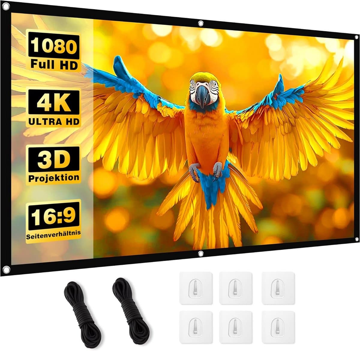 Projectiescherm 100 Inch 16:9 HD Vouwbaar voor Binnen en Buiten