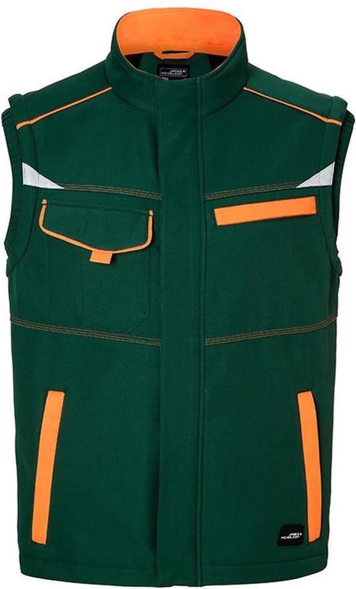 James and Nicholson Uniseks werkkleding Softshell Vest Level 2 (Donkergroen/oranje)