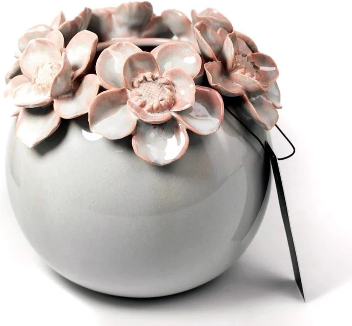 Villa Pottery - Vaas Jolie - lichtgrijs/roze - keramiek - 14x16 cm
