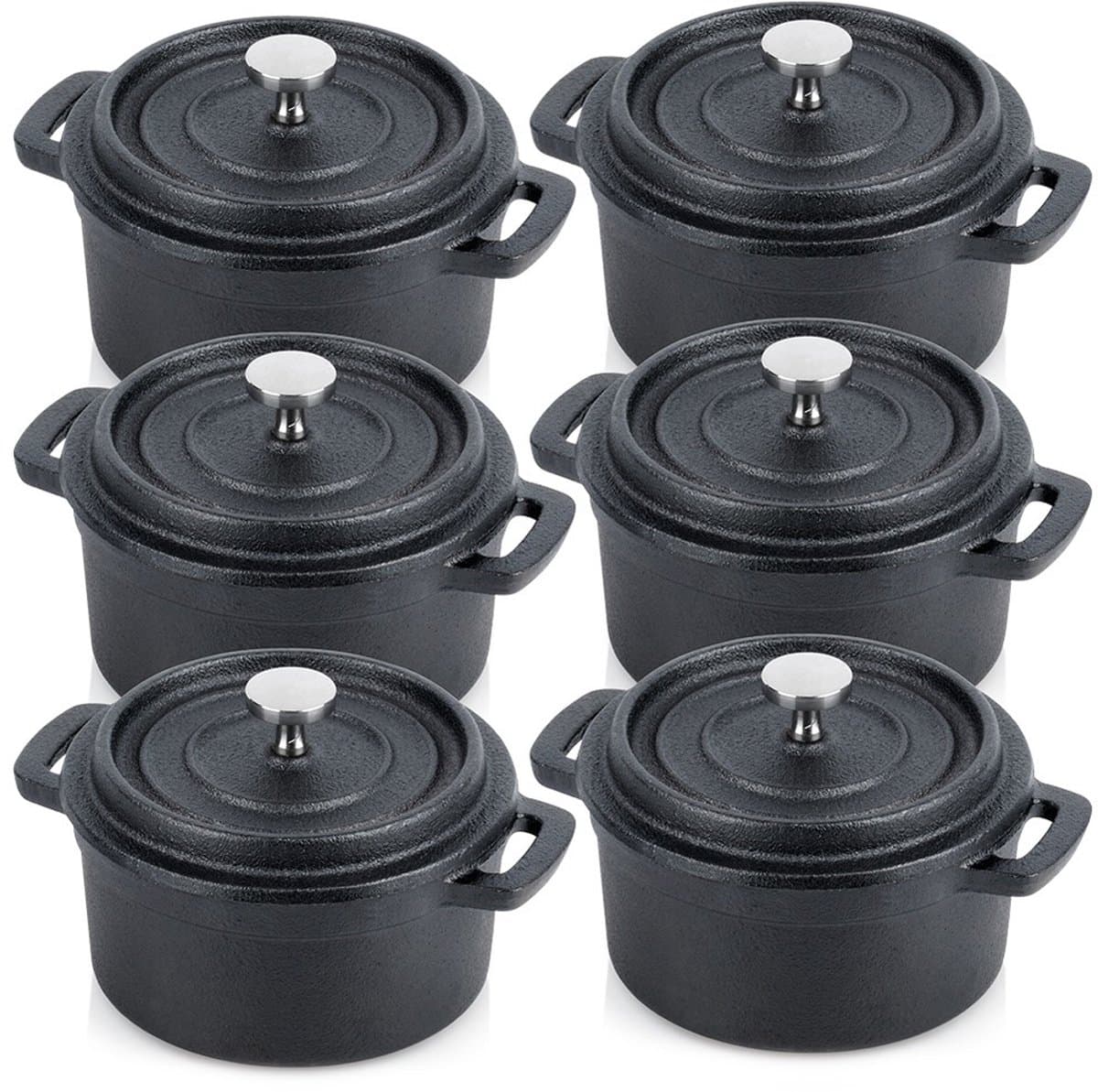 Braadpan met Deksel Gietijzeren CAST LINE 10 cm, 250 ml, 6 stuks - Sudderpan