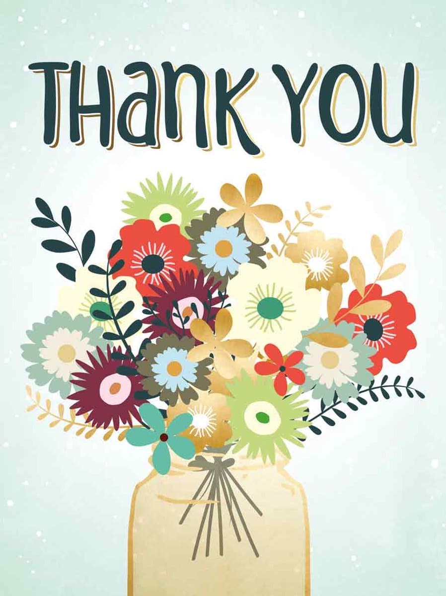 Wenskaart XL - Thank You Bloemen - Een Stuk - Met Envelop