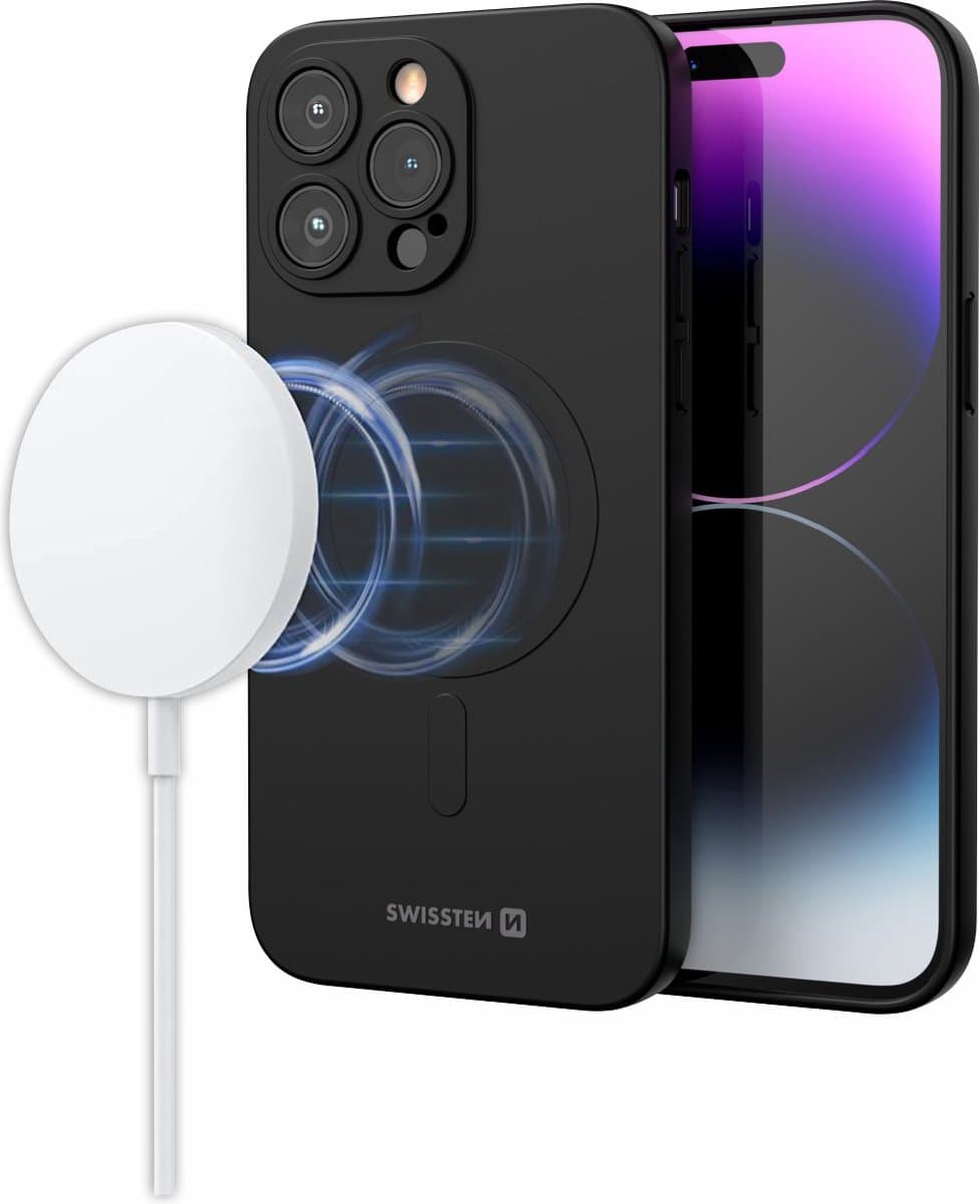 Swissten Hoesje - Geschikt voor iPhone 12 Mini - Geschikt voor Magsafe - Siliconen - Zwart