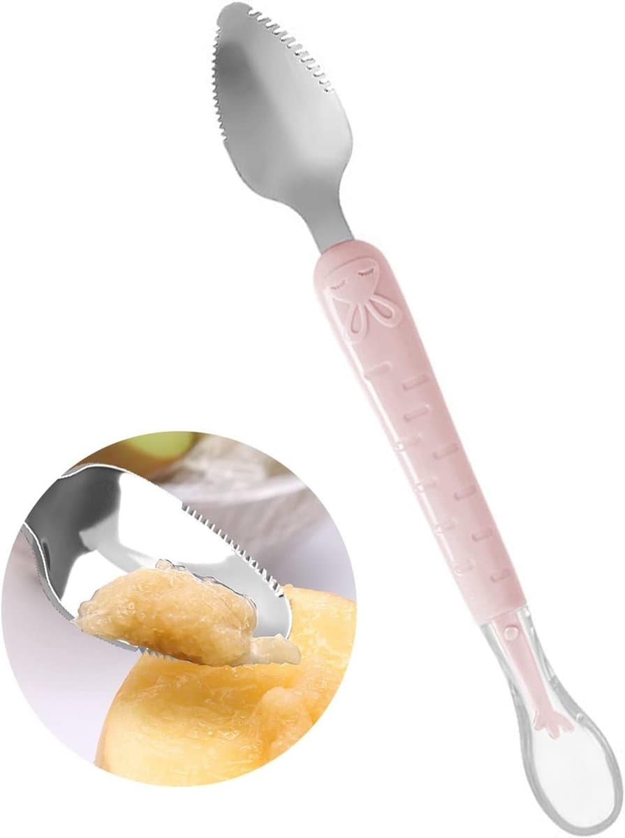 Siliconen Lepel voor Baby's vanaf 4 Maanden - BPA-vrij, Ideaal voor Fruit en Groenten - Geschikt voor Magnetron, Vaatwasser en Vriezer (Roze)