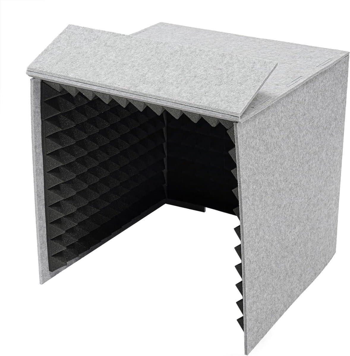 Akoestische Panelen - Geluidsisolatie Box - Opnemen Zonder Echo - Draagbaar Opvouwbaar Ontwerp - 60x60x60 cm - Grijs Zwart