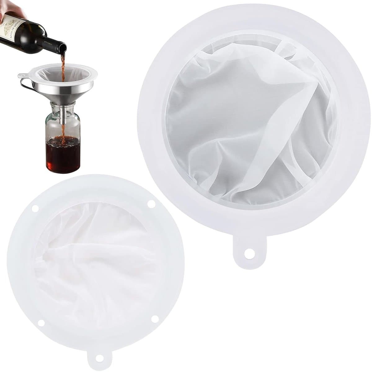 Set van 2 fijne zeeffilters van 14 cm en 16 cm voor het zeven van sap, olie, melk en koffie met 200 en 400 mesh. Perfect voor in de keuken!
