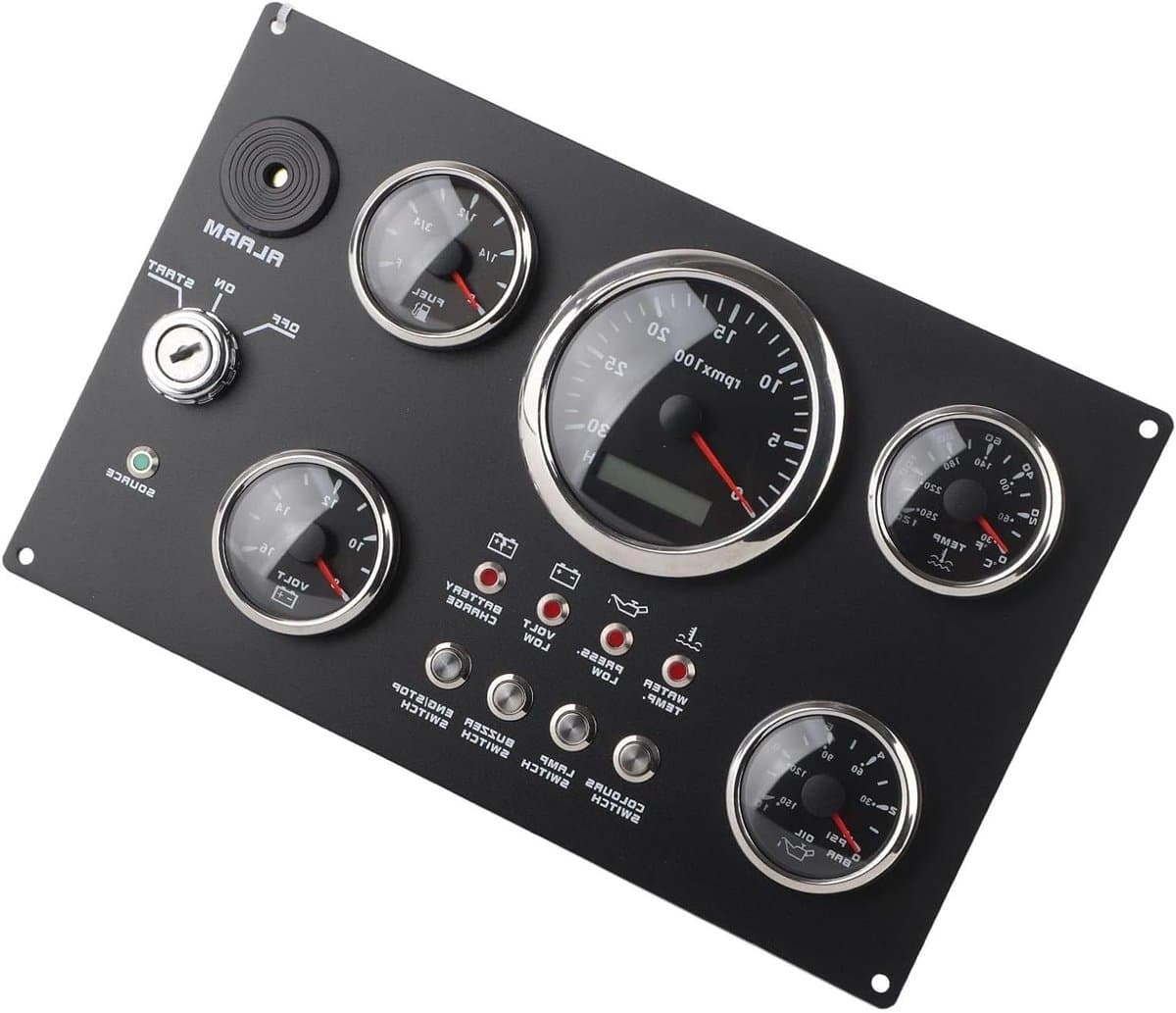 Bootinstrumentenpaneel - Scheepsdashboard Set - Motorstatus Monitoren - 7 Kleuren Achtergrondverlichting - 5 Meter Set - Zilver
