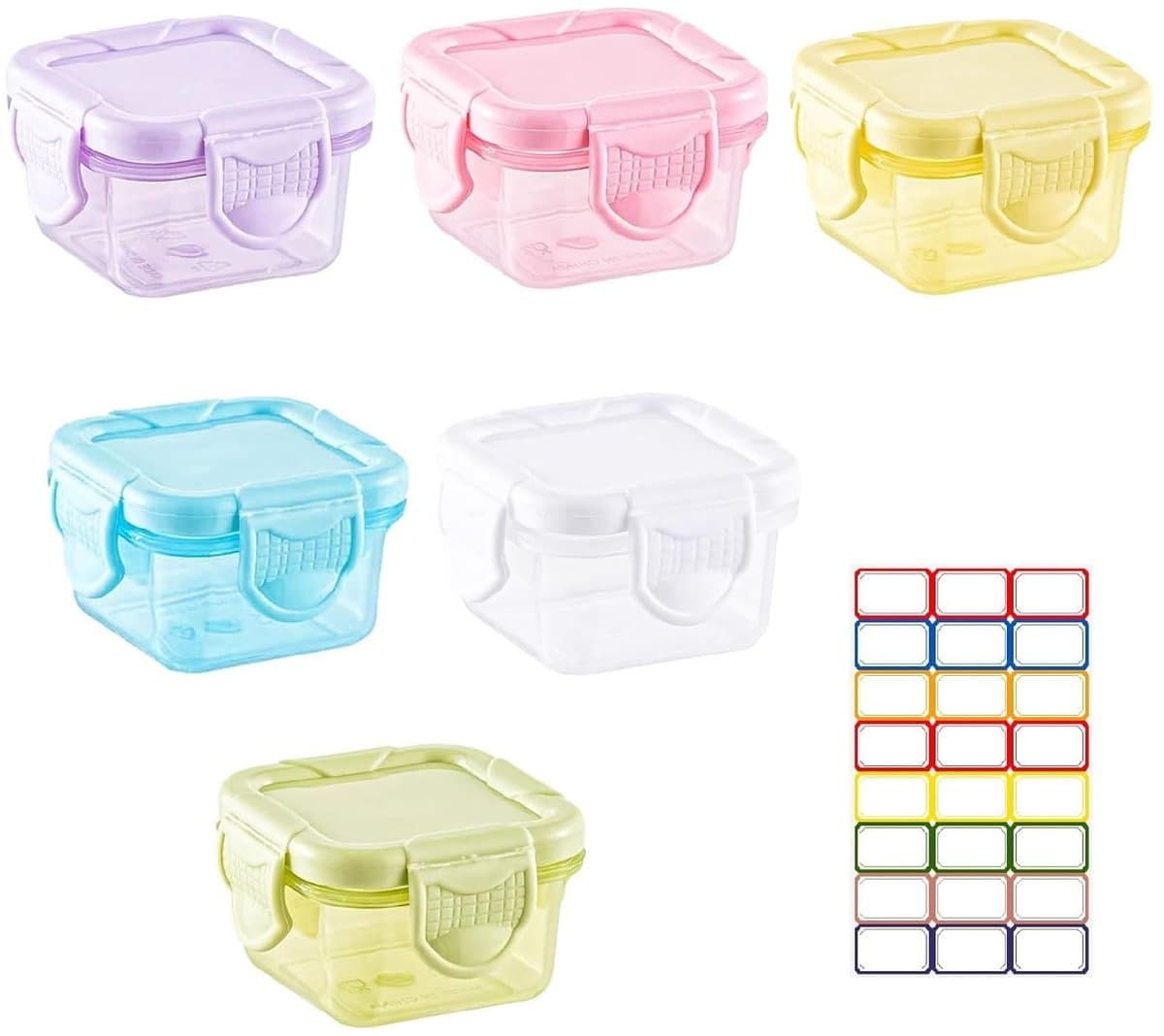 Dailygoods- Voedselcontainers 6 stuks - Herbruikbaar - BPA-vrij - Kunststof - Opbergdozen - Vriezer - 60 ml, 5 x 5 x 4 cm - Bento Box