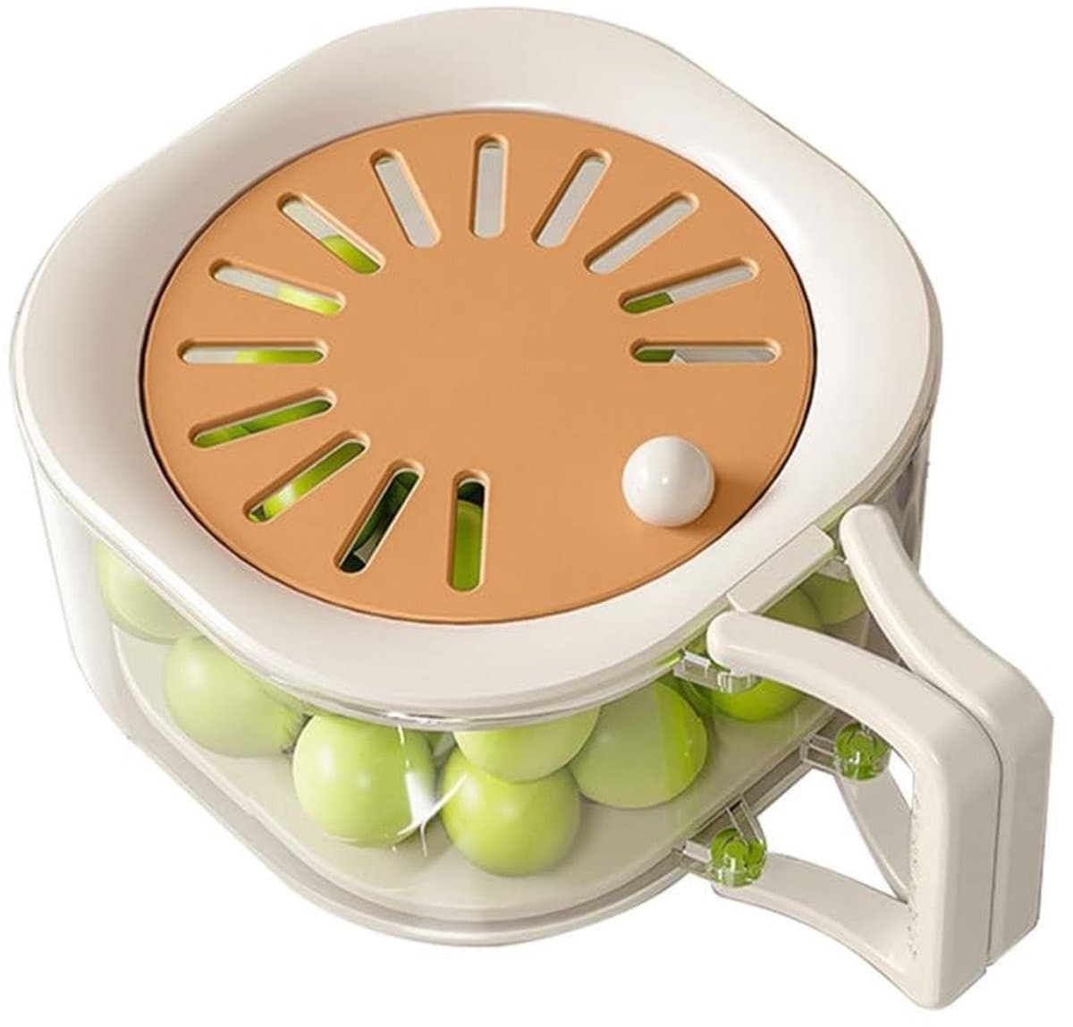 ZEYNOMAX- Fruitwaskom met uitneembare afdruipmand - Afneembaar ontwerp - Mesh zeef - Opvouwbare handgreep - Deksel - Voor wassen en bewaren van fruit en groenten - Afvoermand