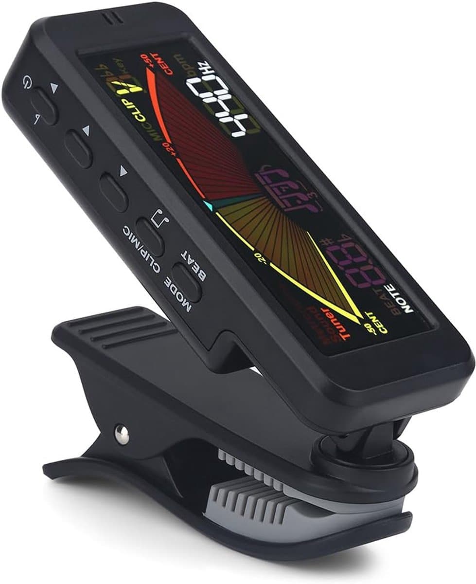 Gitaar Stemapparaat - Digitale Tuner - Muziek Instrumenten Stemmen - Groot Kleuren LCD - 10x4x5.5 cm - Zwart
