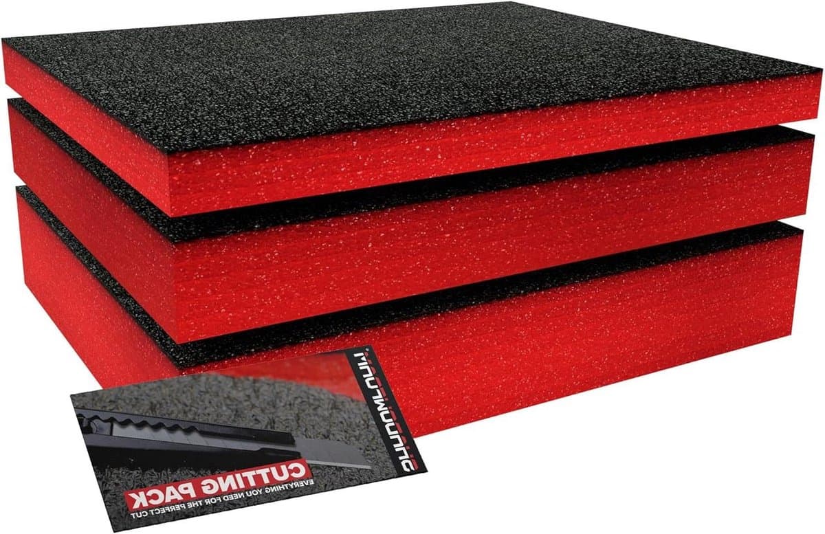 Schuim Inleg Vellen - Gereedschap Organisatie - Gereedschap Beschermen - Zelf Snijdend En Pelbaar - 40x32cm Gemengde Dikte - Rood
