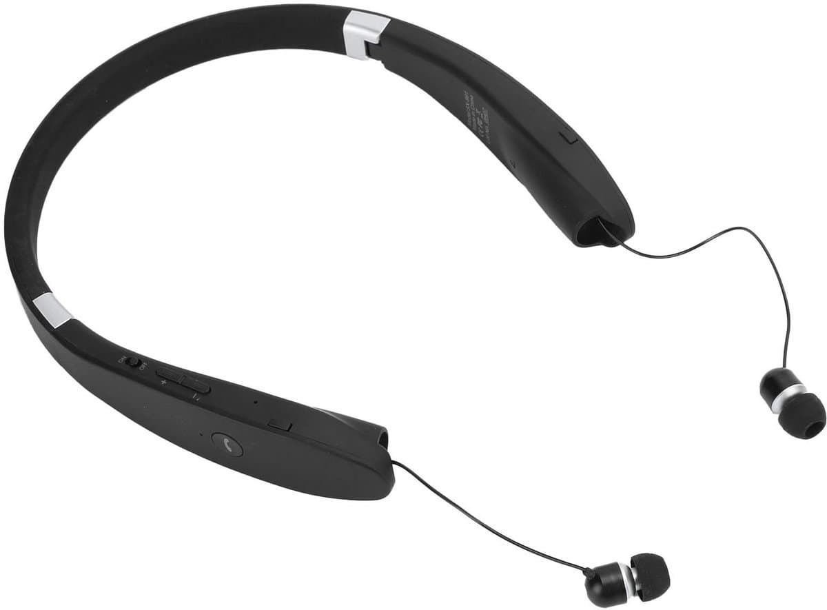 Dailygoody - Bluetooth 5.0-koptelefoon - Opvouwbare Nekband-headset - Ruisonderdrukkende Draadloze Stereo - Zwart - Geschikt voor Sport en Training -