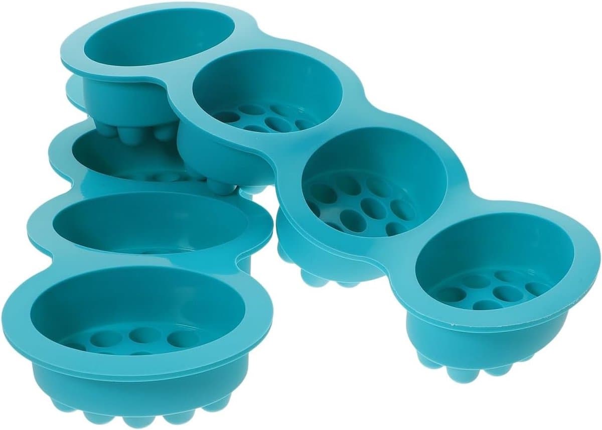 Set van 2 Flexibele Siliconen Zeepvormen met Massagecups, Ideaal voor Handgemaakte Zeep, Kaarsen en IJsblokjes, BPA-vrij en Snel in Vorm te Brengen