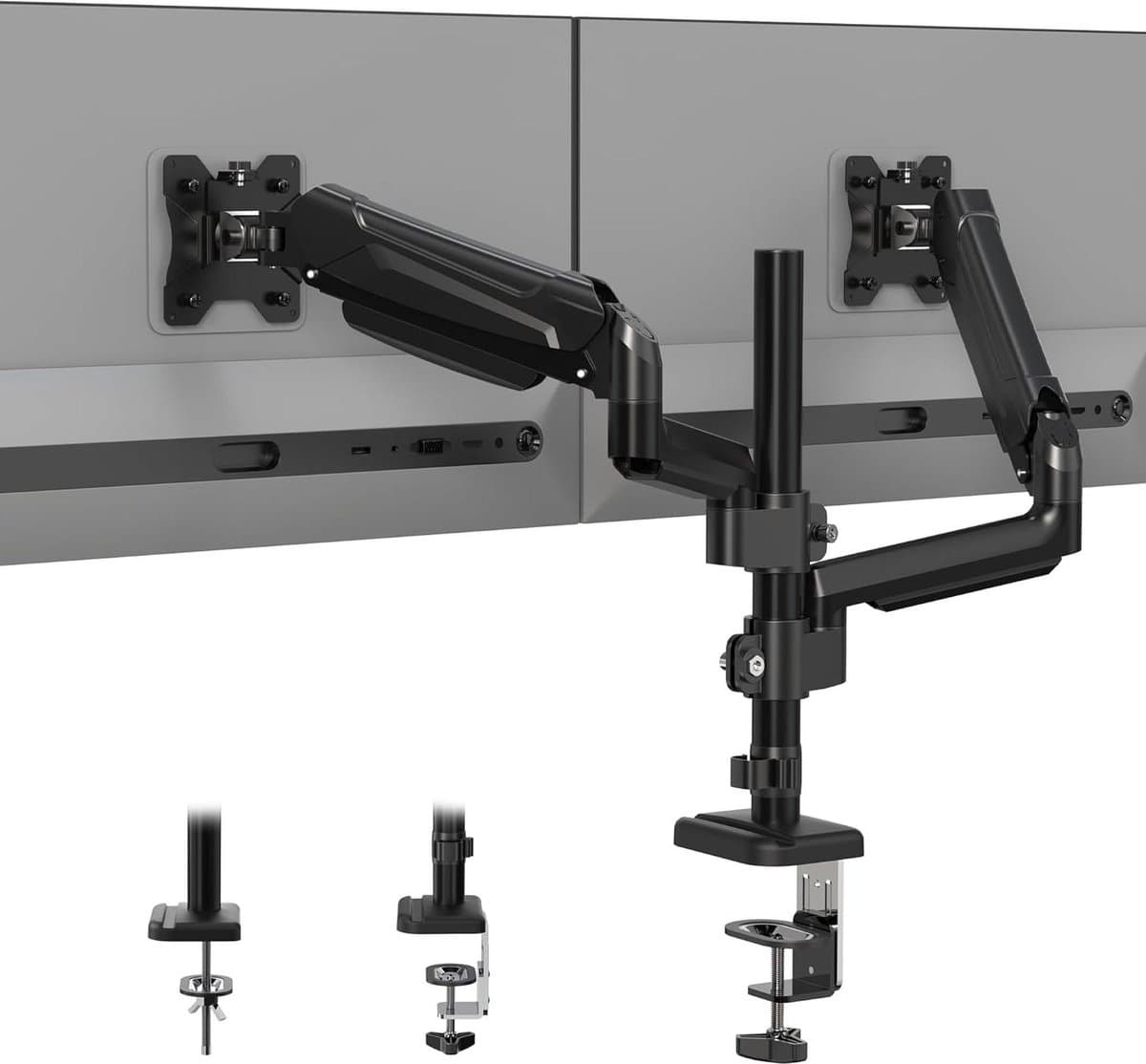 Monitor Arm 13-32 Inch Schermen Gasveer Systeem - VESA 75x75/100x100 - Bureauklem en Doorvoergat - Tot 9kg - Zwart