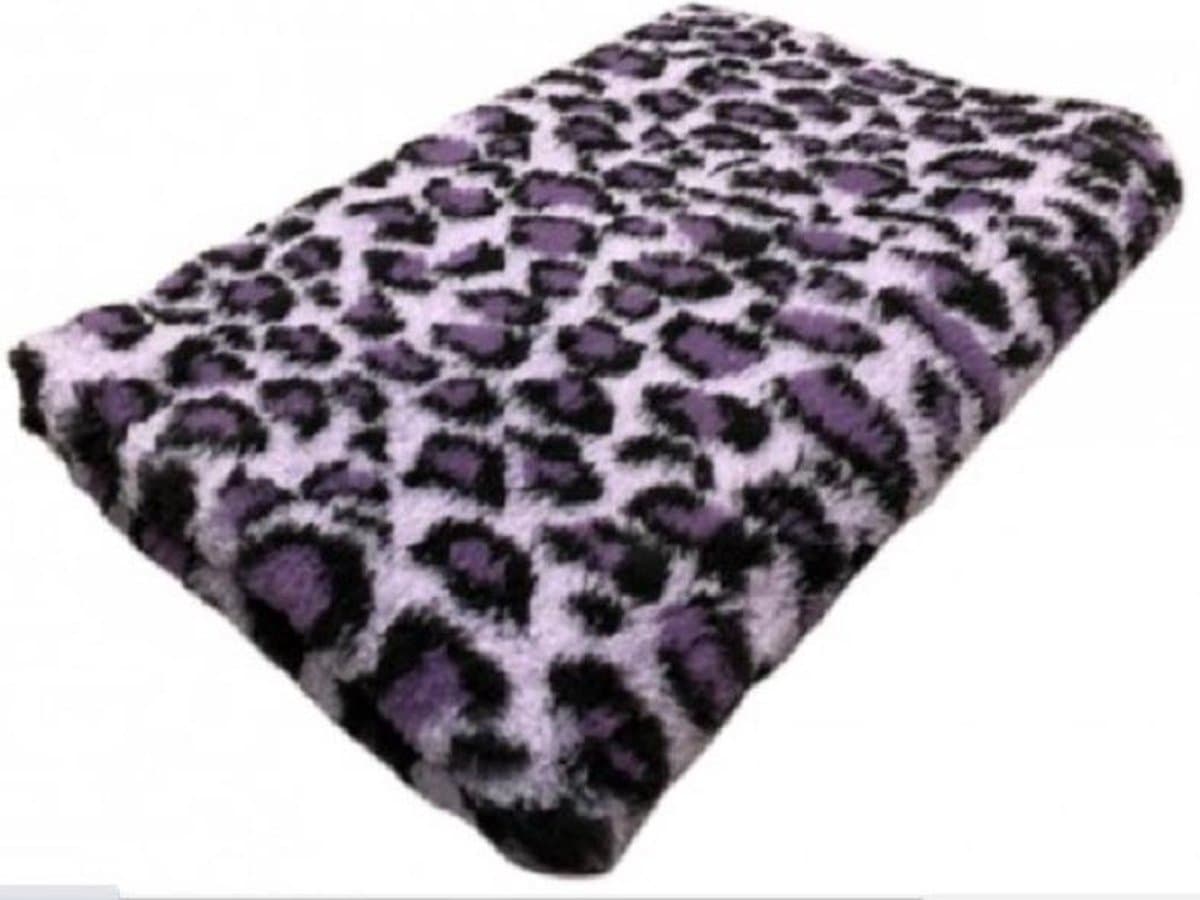 Vetbed - Dierenmat - Dierenkleed - benchmat - Puppykleed - Luipaard Paars - Latex Anti Slip 100 x 75 cm - Machine wasbaar