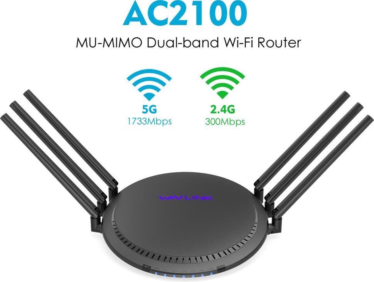 Wavlink QUANTUM D6 Dual Band Gigabit WiFi Router AC1200 met Touchlink
