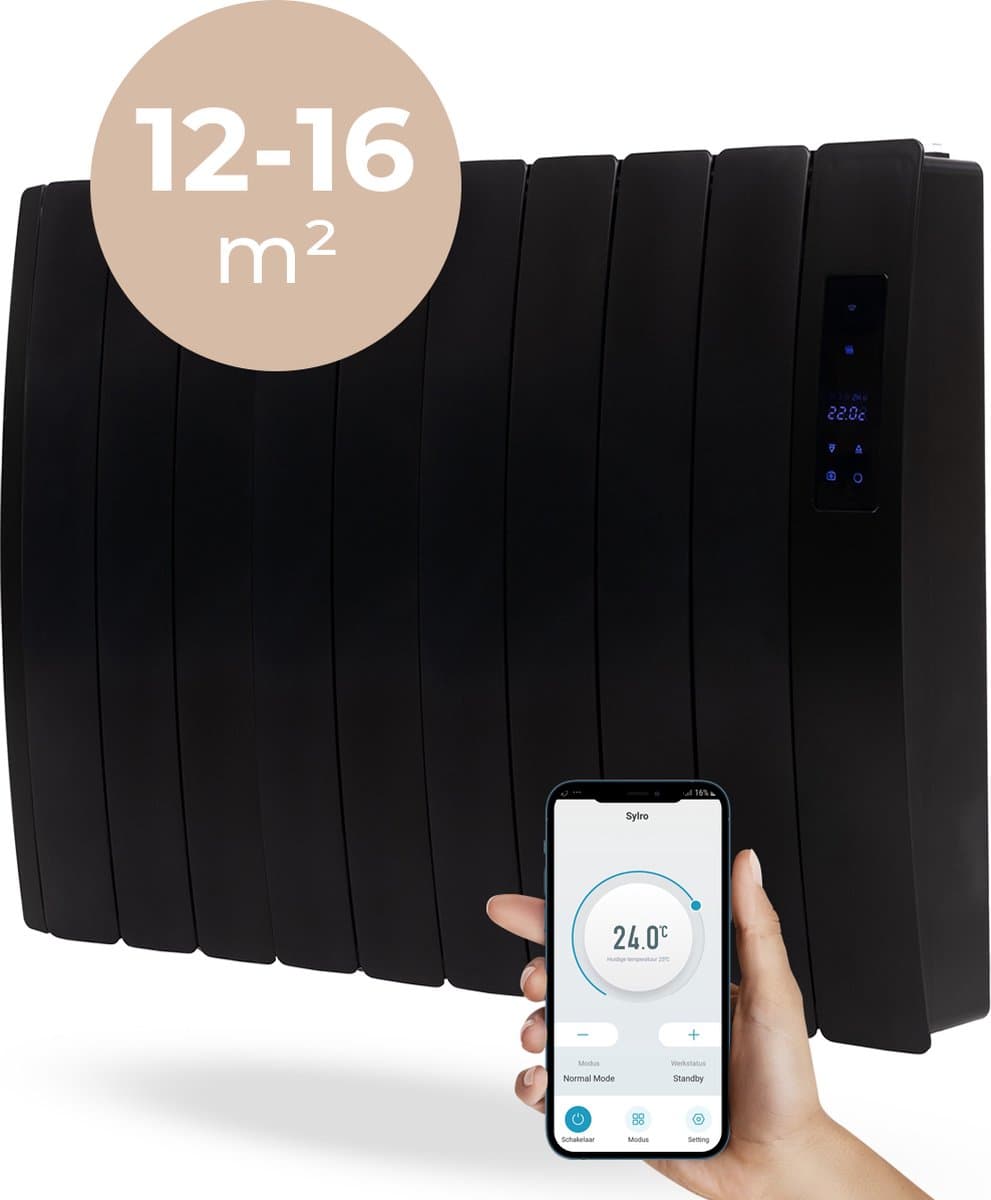 SYLRO® OLIEGEVULDE RADIATOR-1600W ELEKTRISCH MET WIFI - ZWART
