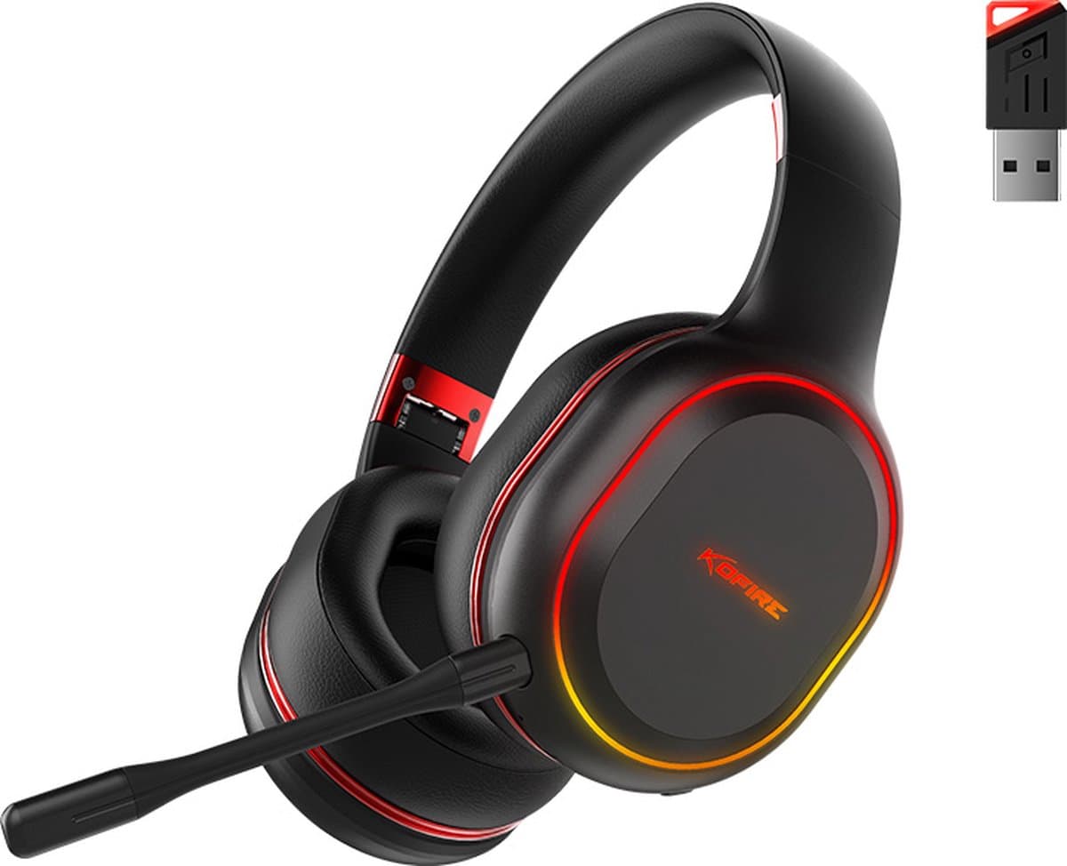 woegel UG-05 draadloze gaming headset – in en uitplugbare micro – compatibel met elk apparaat – PS4,PS5 – zwart-rood