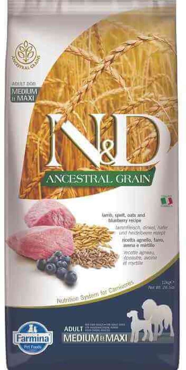 Farmina N&D Ancestral Grain Hondenvoer Volwassen Honden Lam 12kg