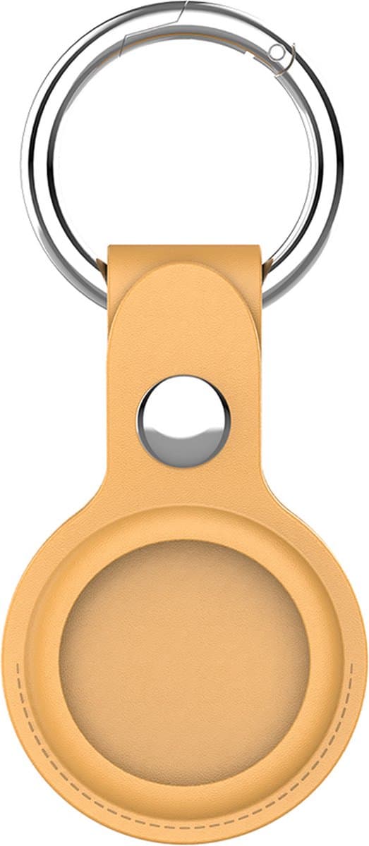 Moveteck Hoes voor Apple Airtag Bruin Leer & Almunium - Airtag Suetelhanger - Sluitelhanger