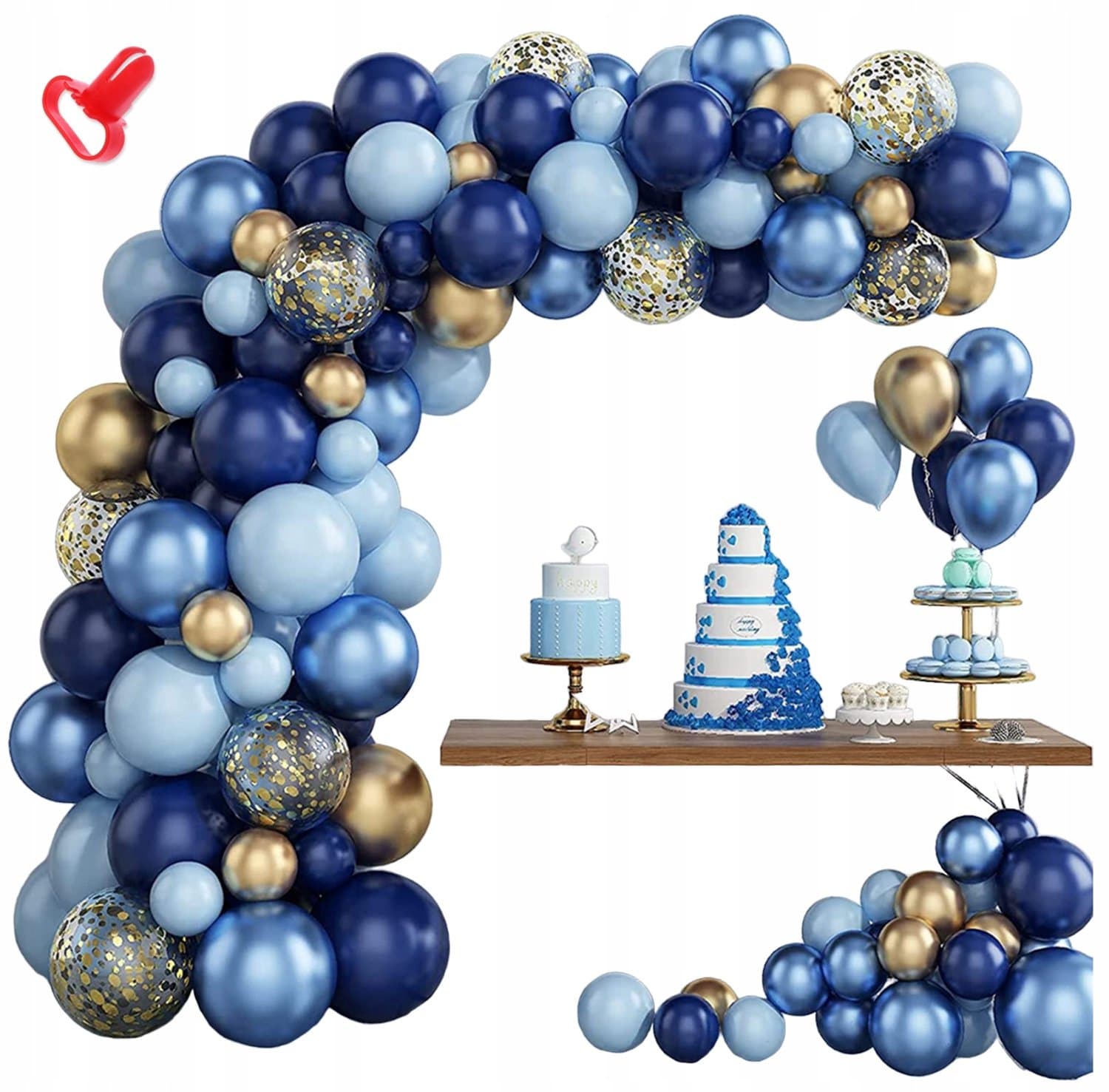 Blauwe Gouden Ballondecoratie Set voor Feestjes & Ceremonies