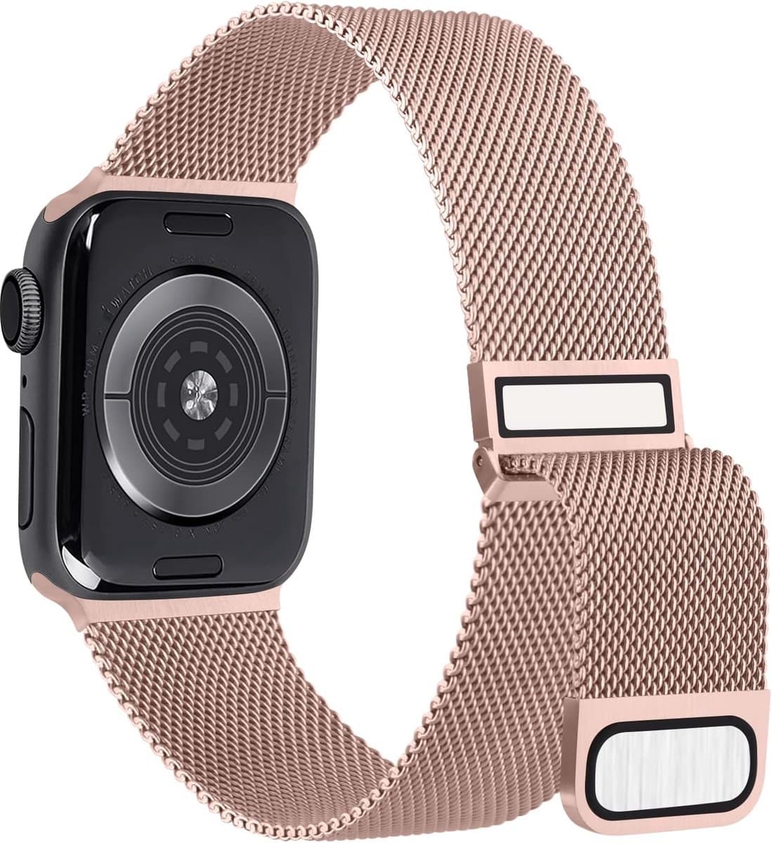 Compatibel met Apple Watch, 38 mm, 40 mm, 41 mm, 42 mm, 44 mm, 45 mm, 49 mm, klassieke reservearmband, metaal en roestvrij staal, voor iWatch serie SE, 8, 7, 6, 5, 4, 3, 2, 1, roze