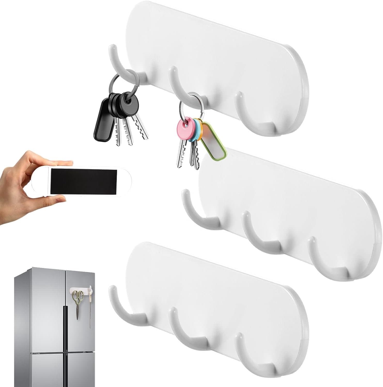 3x Magnetische Sleutelhaken - Geen Boren - Keuken, Koelkast, Hal